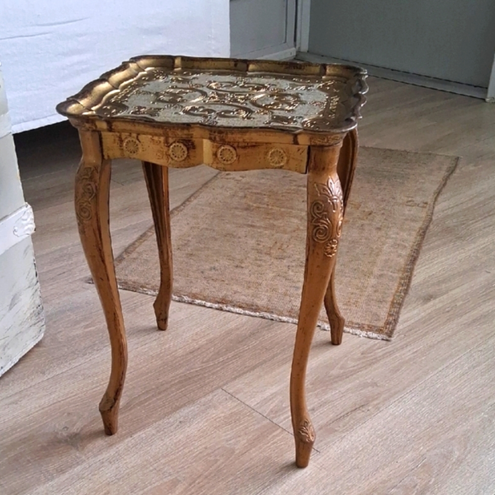 Italian Florentine Elegant Gold Accent Table MCM